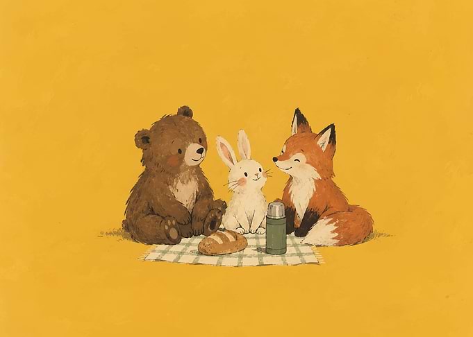 Cute Animal Picnic Illustration