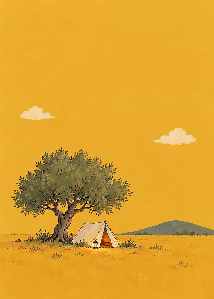 Camping Under a Lone Tree