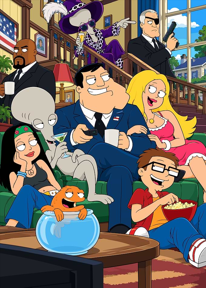 American Dad Family Living Room Scene