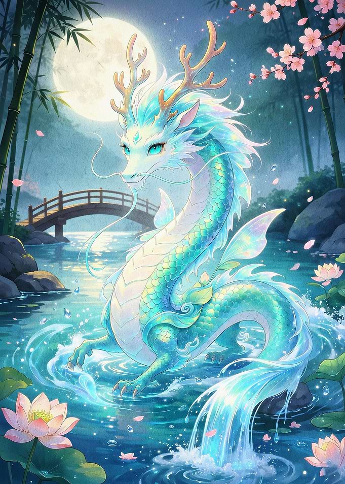 Dragon River Fantasy Art Poster
