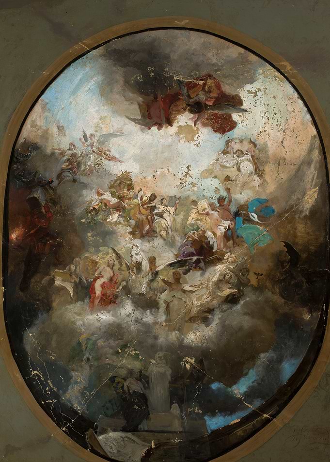 Allegorical Baroque Painting of Celestial Figures