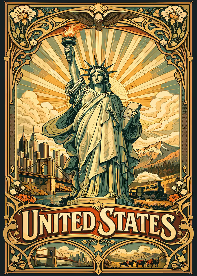 Vintage Style United States Travel Poster