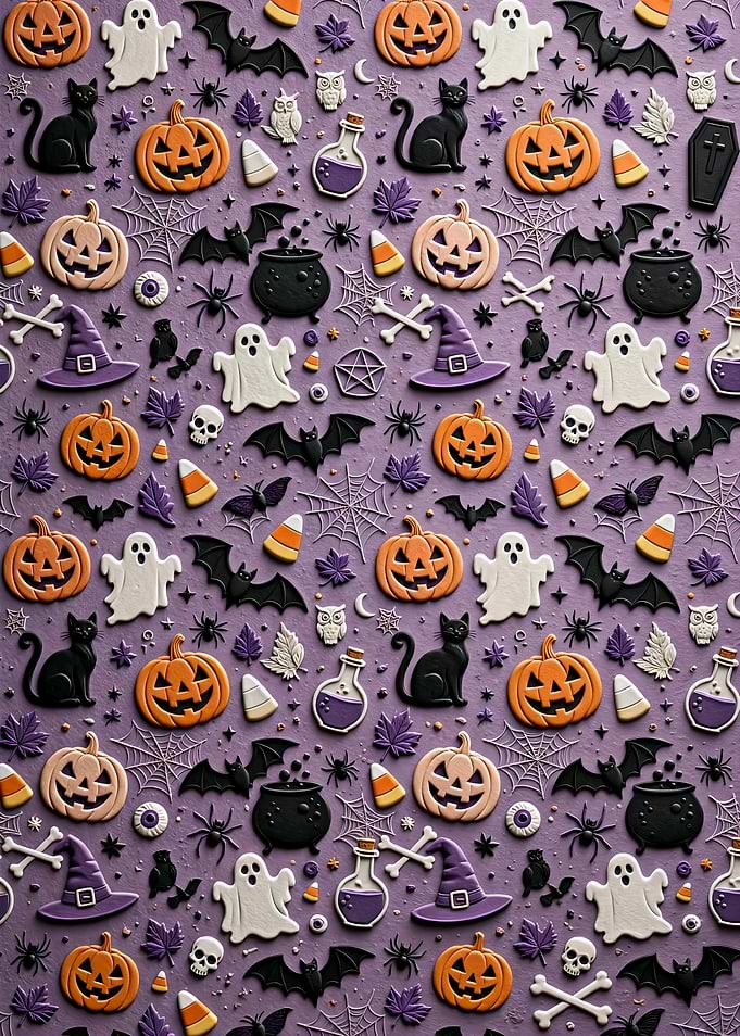 Halloween Pattern with Spooky Icons