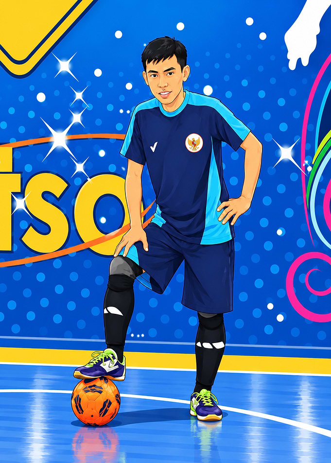 Indonesian Futsal Player Digital Illustration