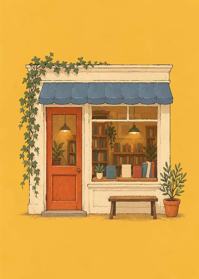 Cozy Illustrated Bookstore Front