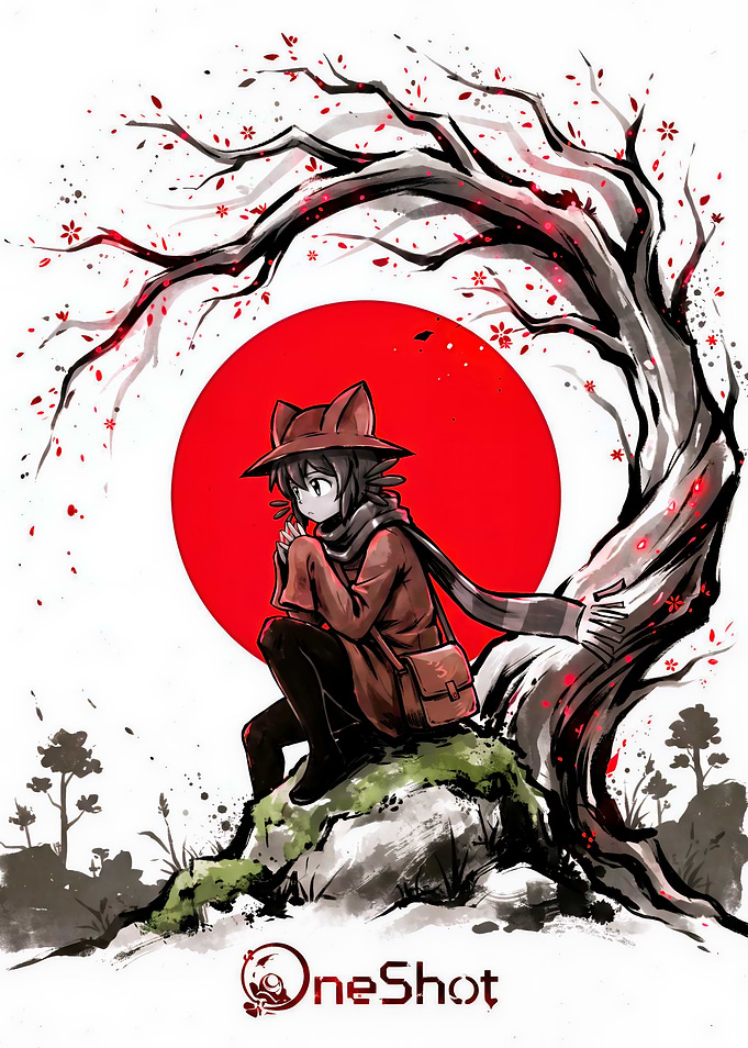 Niko from OneShot under cherry tree