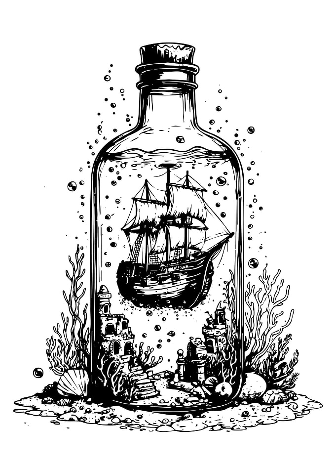 Ship in a Bottle Illustration