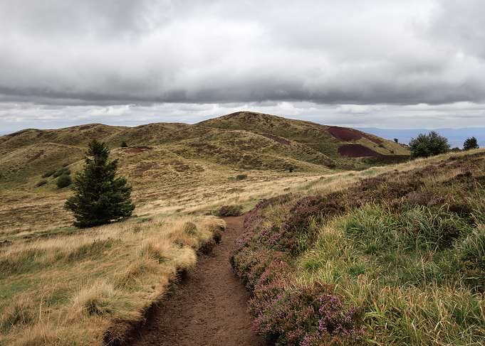 Hiking Trail Through Volcanic Hills