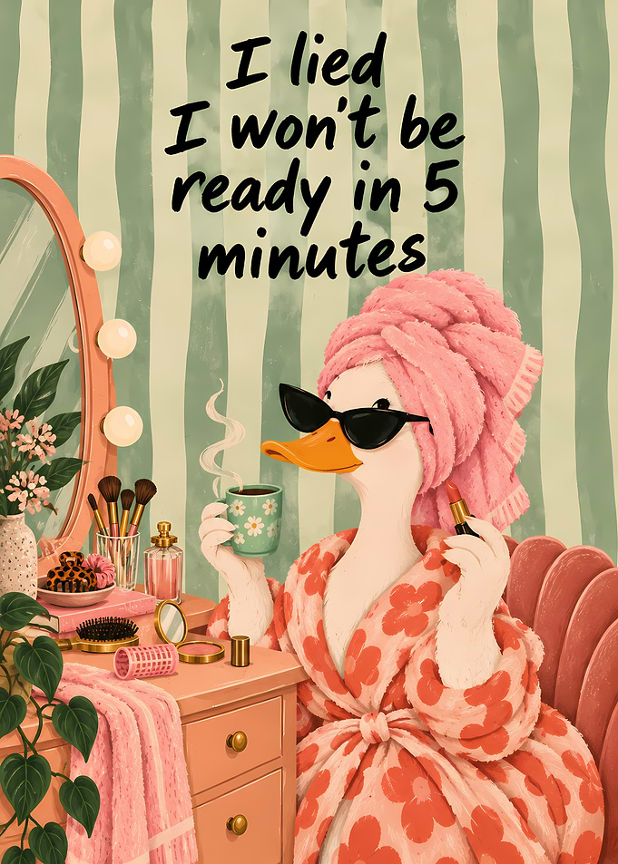 Funny Duck Getting Ready Illustration