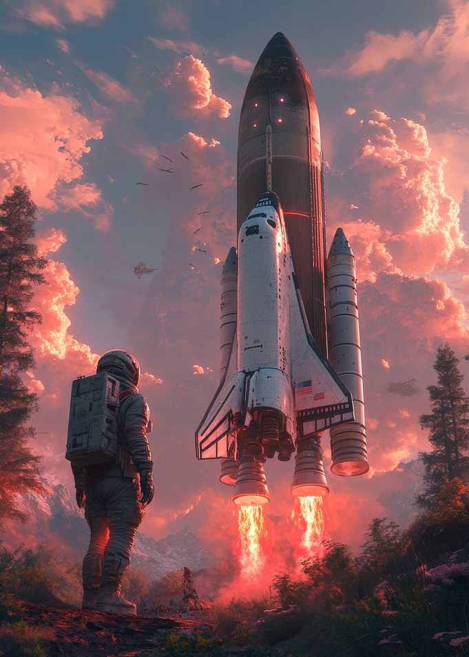 Astronaut Watching Space Shuttle Launch