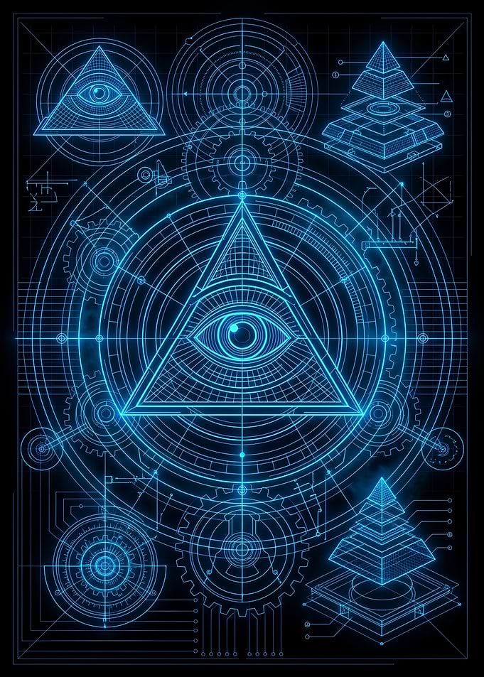 Illuminati Eye Blueprint Technical Drawing