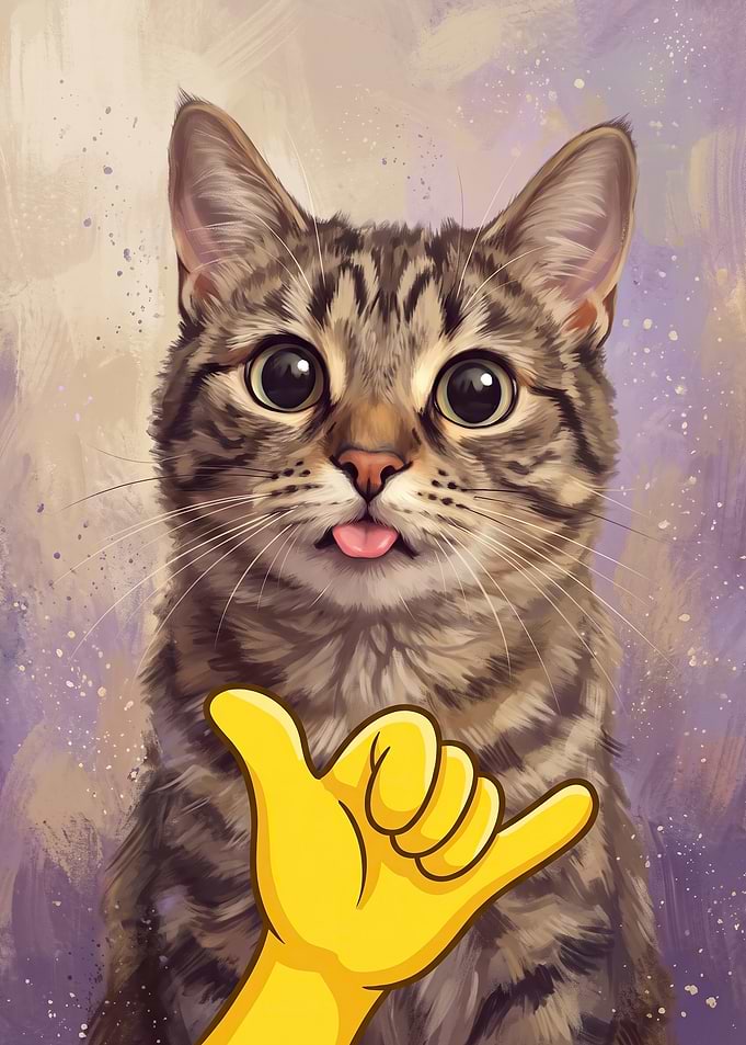 Cute Tabby Cat Giving Shaka Sign