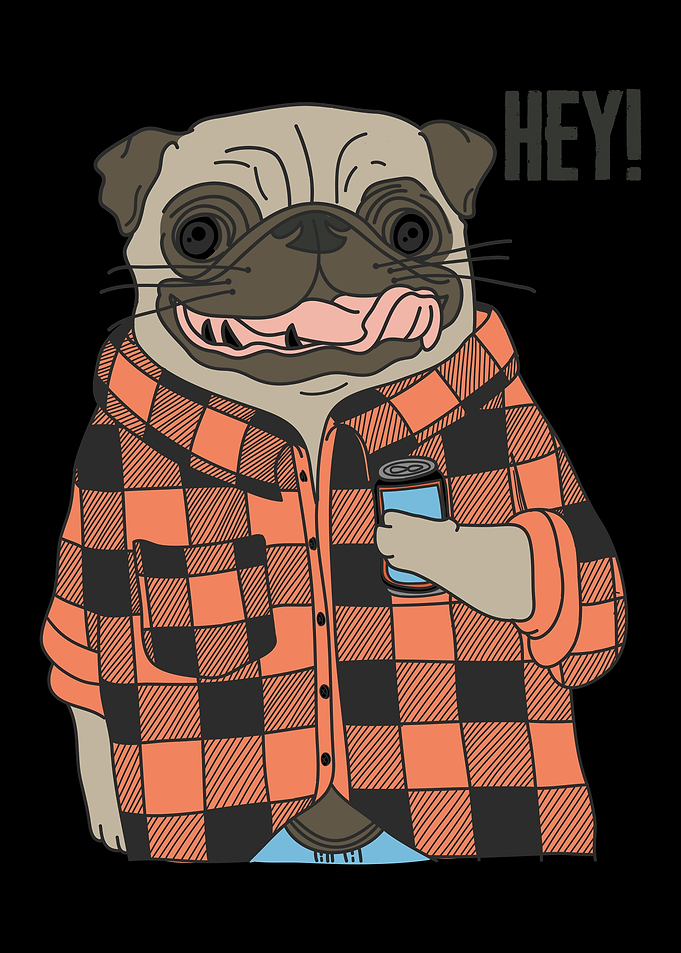Funny Pug in Plaid Shirt