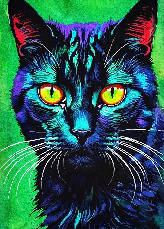Neon Cat Poster Pop Art