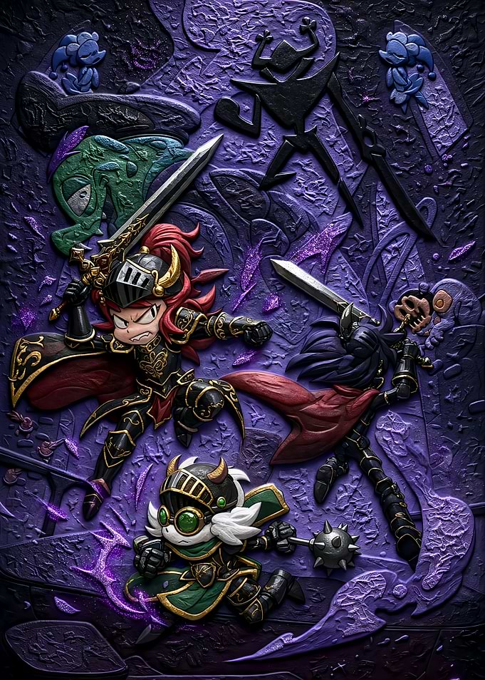 Chibi Fantasy Warriors Battle Relief