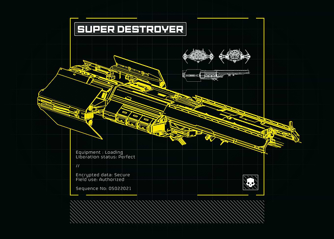 Helldivers II - Super Destroyer Schematic in Electric Yellow