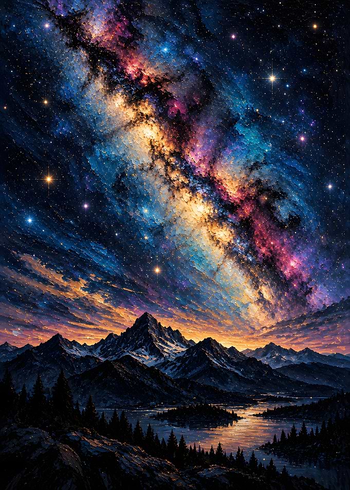 Starlit Milky Way Mountain Valley