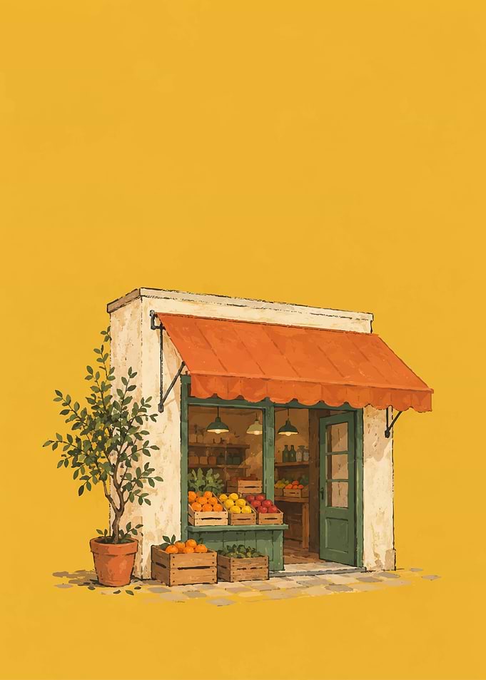 Small Cozy Fruit Shop Illustration