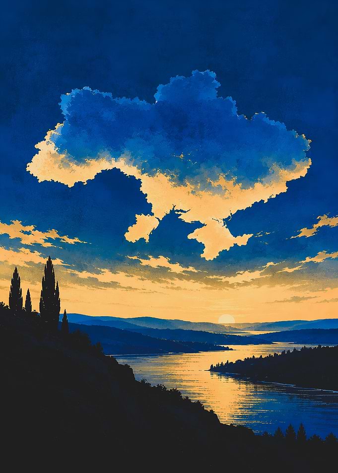 Ukraine Map Cloud Sunset Landscape