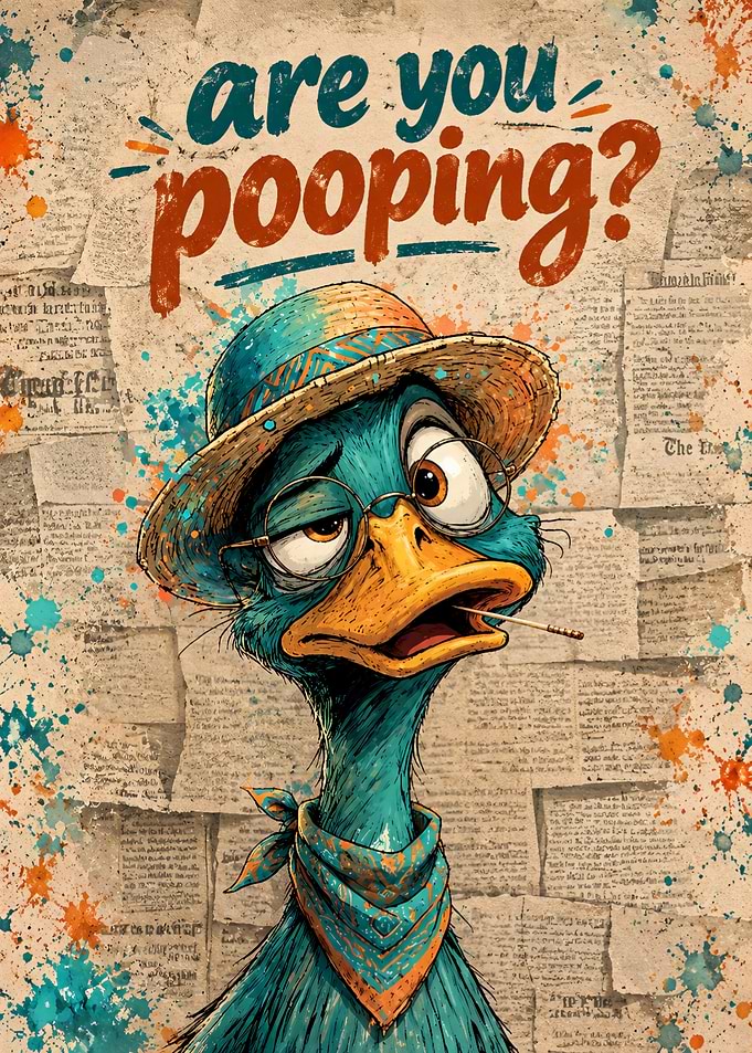 Funny Duck Bathroom Poster