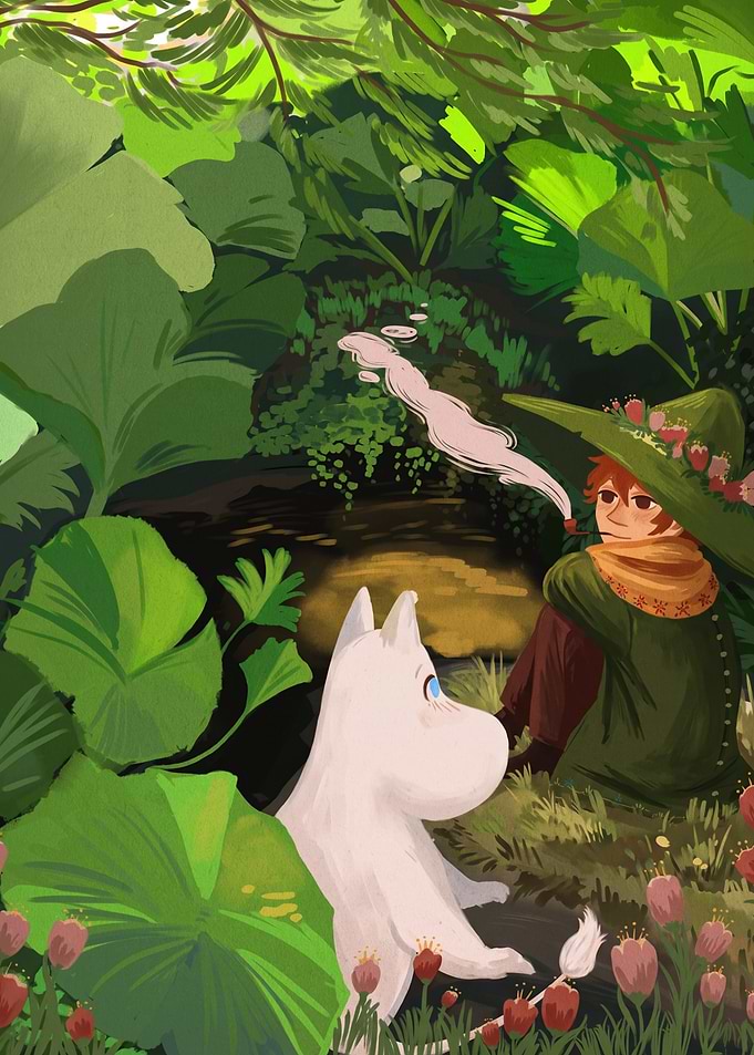 Moomin and Snufkin in the Forest