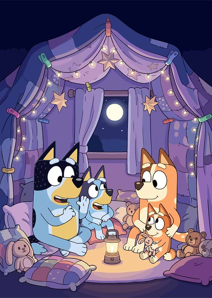 Bluey Family Camping in a Fort