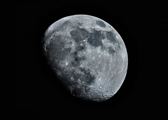 Detailed Gibbous Moon in Space