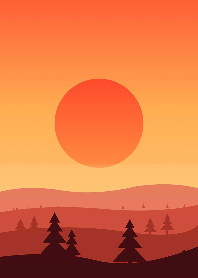 Minimalist Sunset Forest Landscape