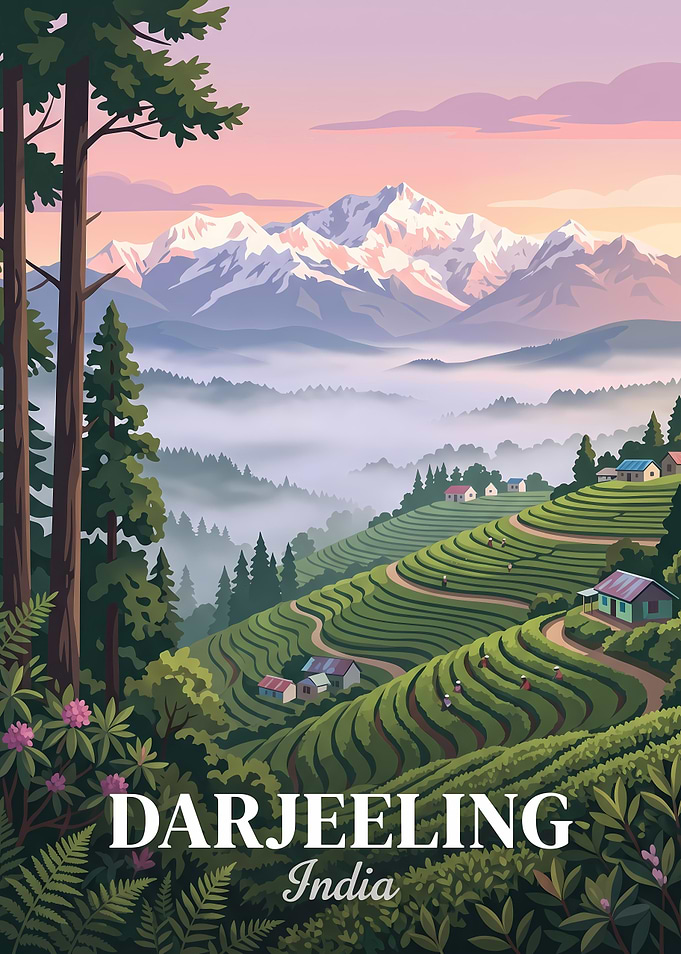 Darjeeling India Tea Plantation Landscape