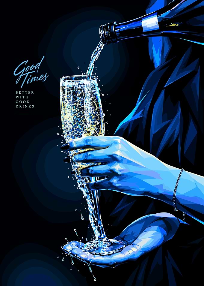 Champagne Pouring Digital Art Poster