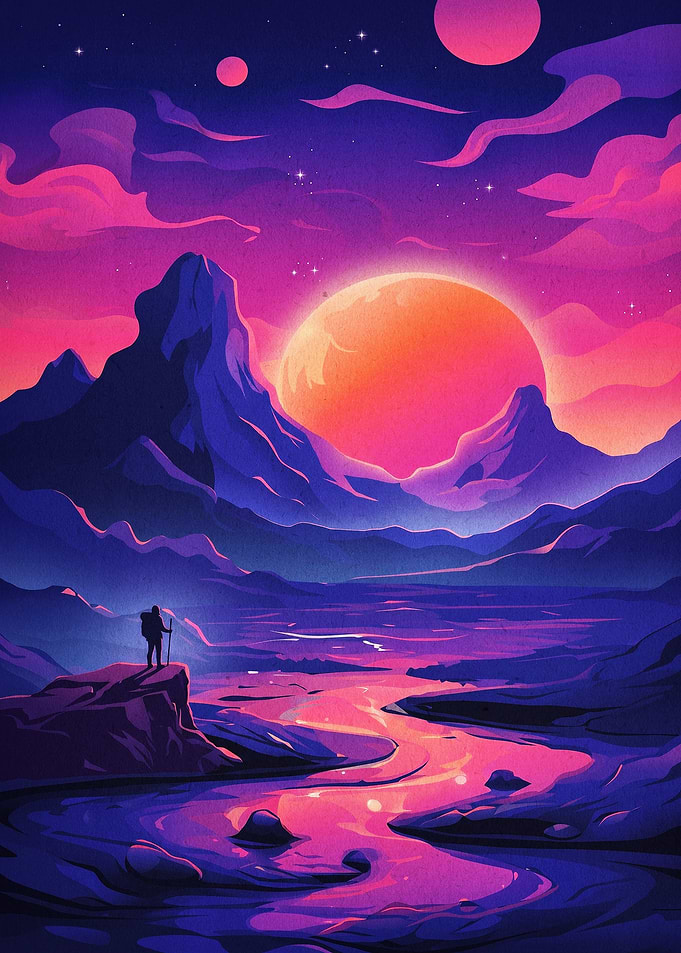 Cosmic Traveler Mountain Poster