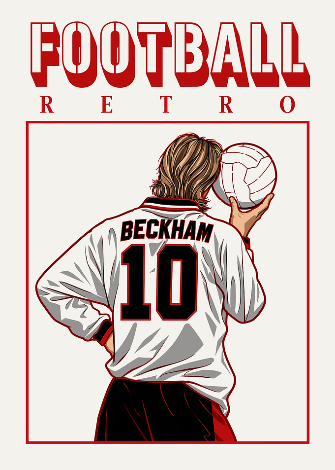 Retro David Beckham Football Poster