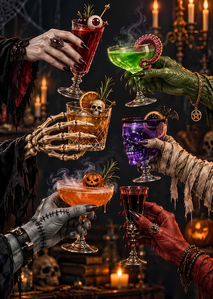 Spooky Halloween Monster Cocktail Toast