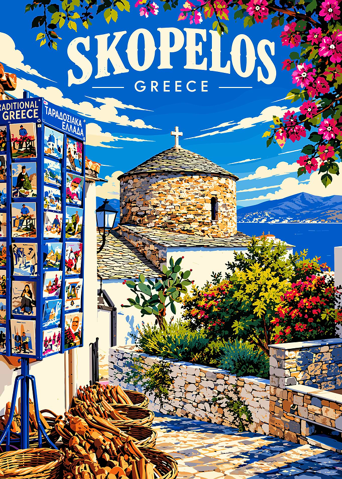 Skopelos Greece Travel Poster