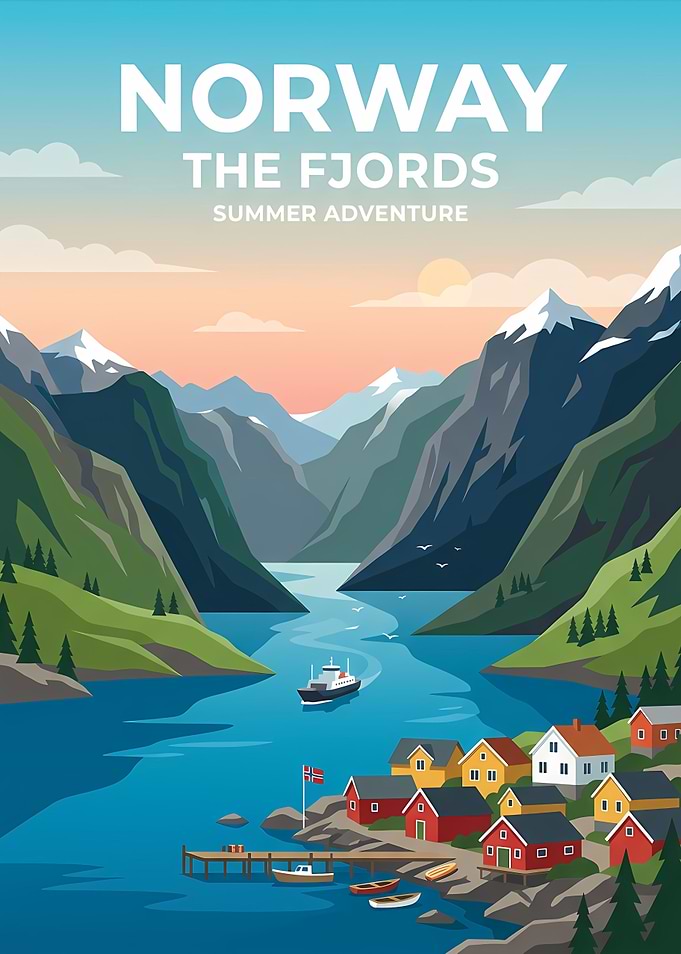 Norway The Fjords Travel Poster