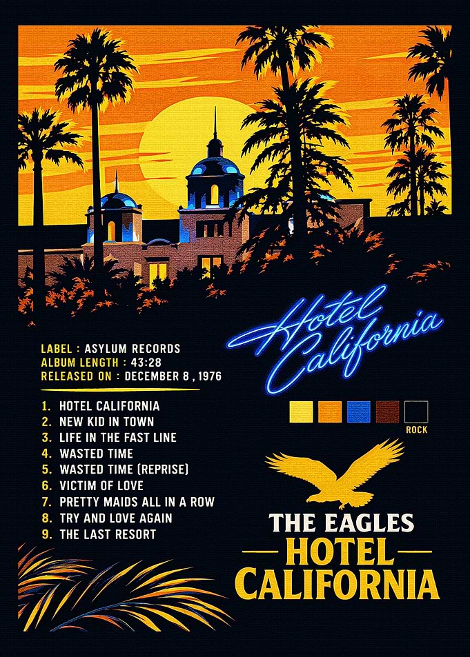 The Eagles Hotel California Album Poster