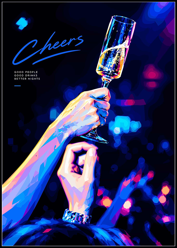 Cheers Champagne Toast Nightlife Poster