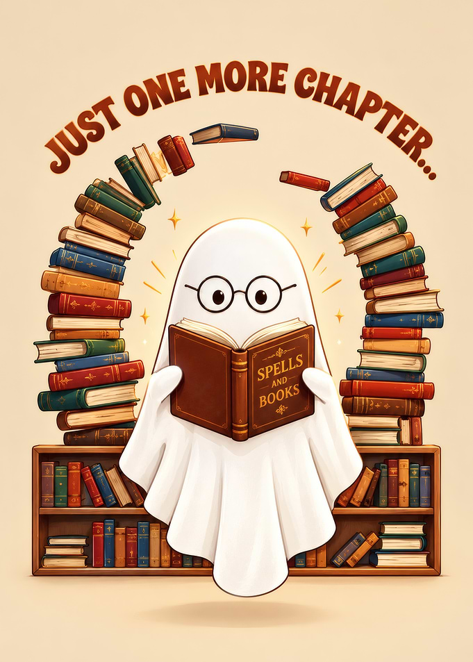 Cute Ghost Reading Spells and Books