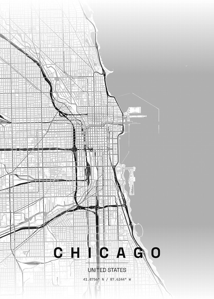 United States Chicago City Map Poster