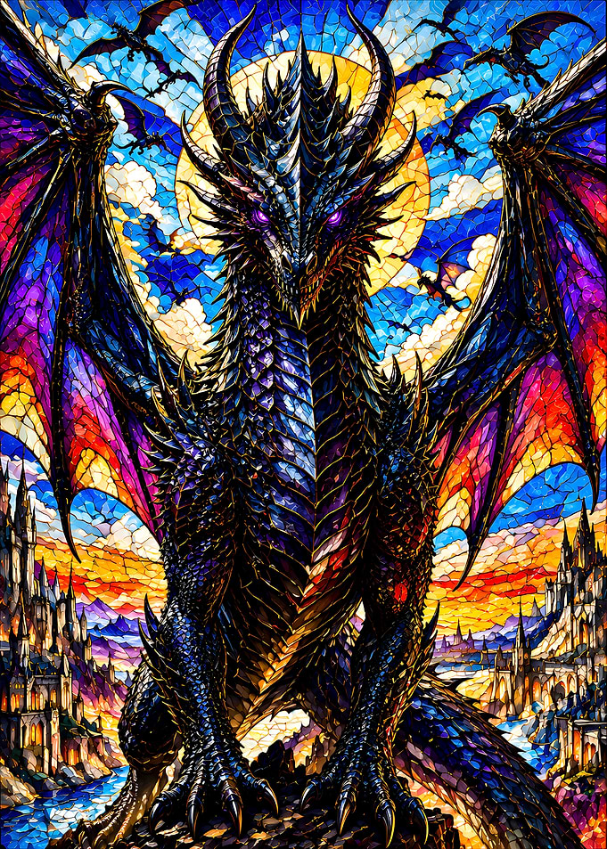 Stained Glass Dragon Fantasy Art