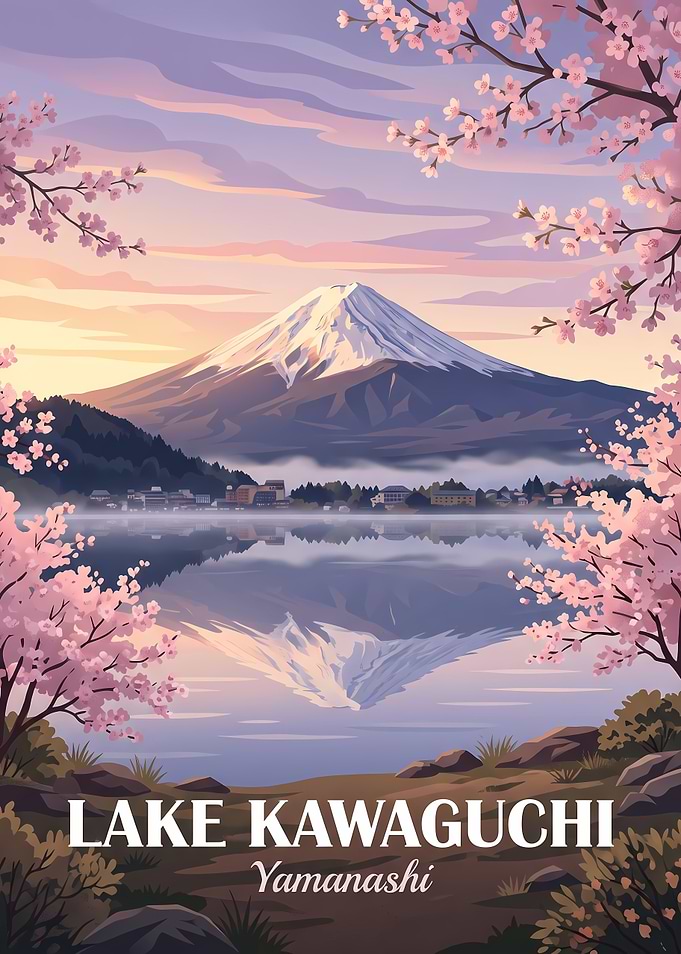 Lake Kawaguchi and Mount Fuji Poster