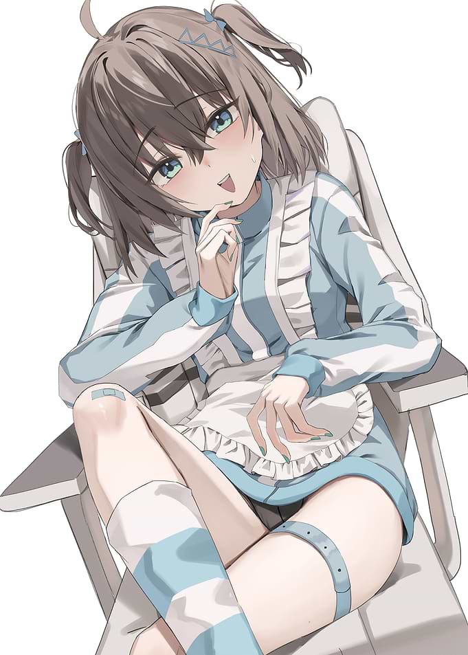 Anime Girl in Blue Maid Outfit