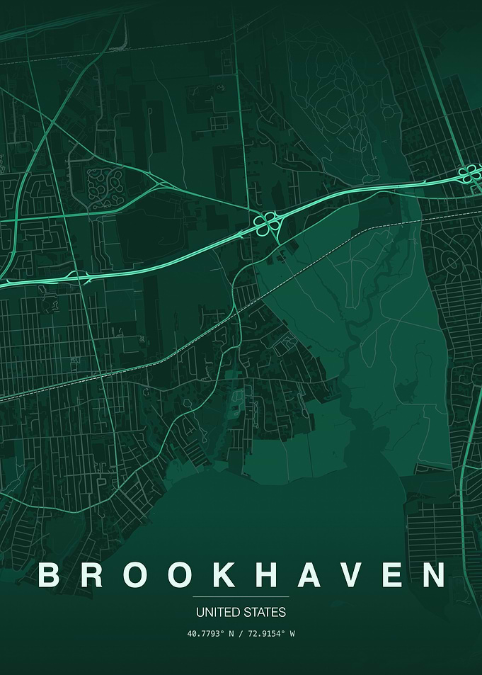 Brookhaven New York Map Print USA