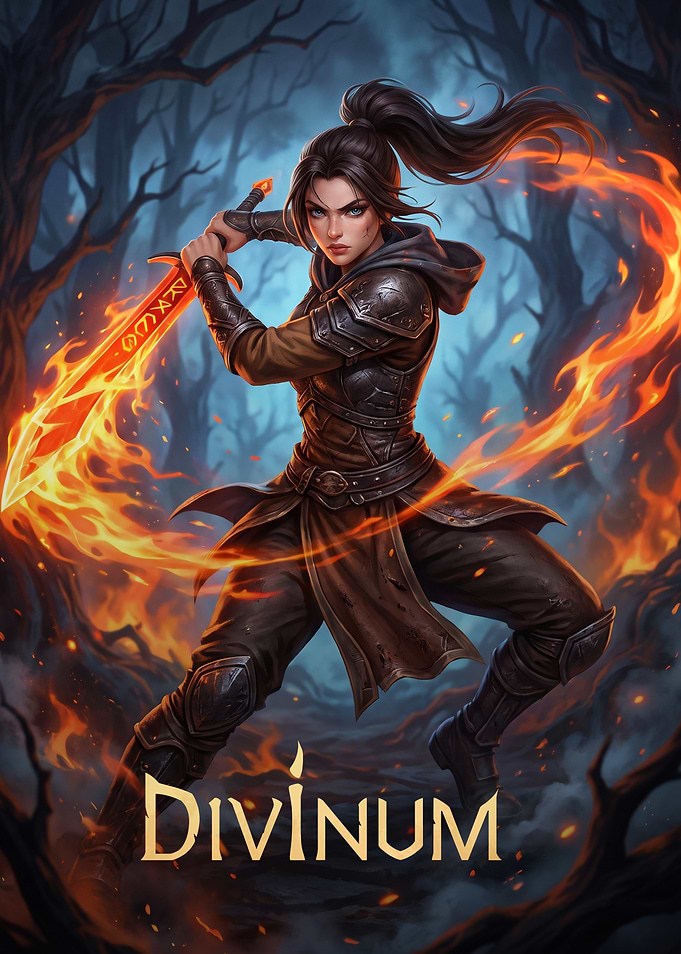 Divinum Fantasy Warrior with Flaming Sword