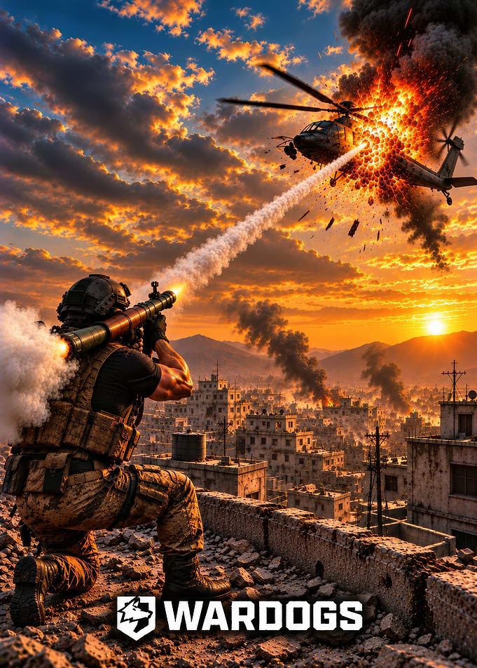 Soldier Firing Rocket at Helicopter