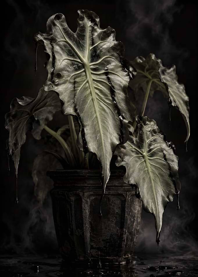 Halloween Plant Alocasia Venom Plant with Dripping Ink