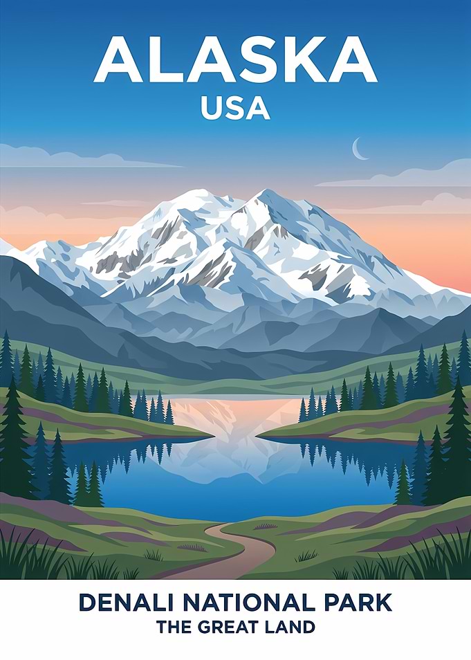 Denali National Park Alaska Travel Poster