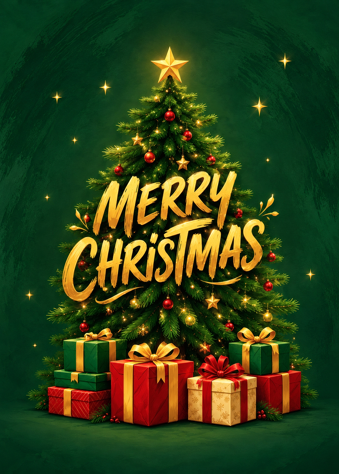 Merry Christmas Tree with Gifts