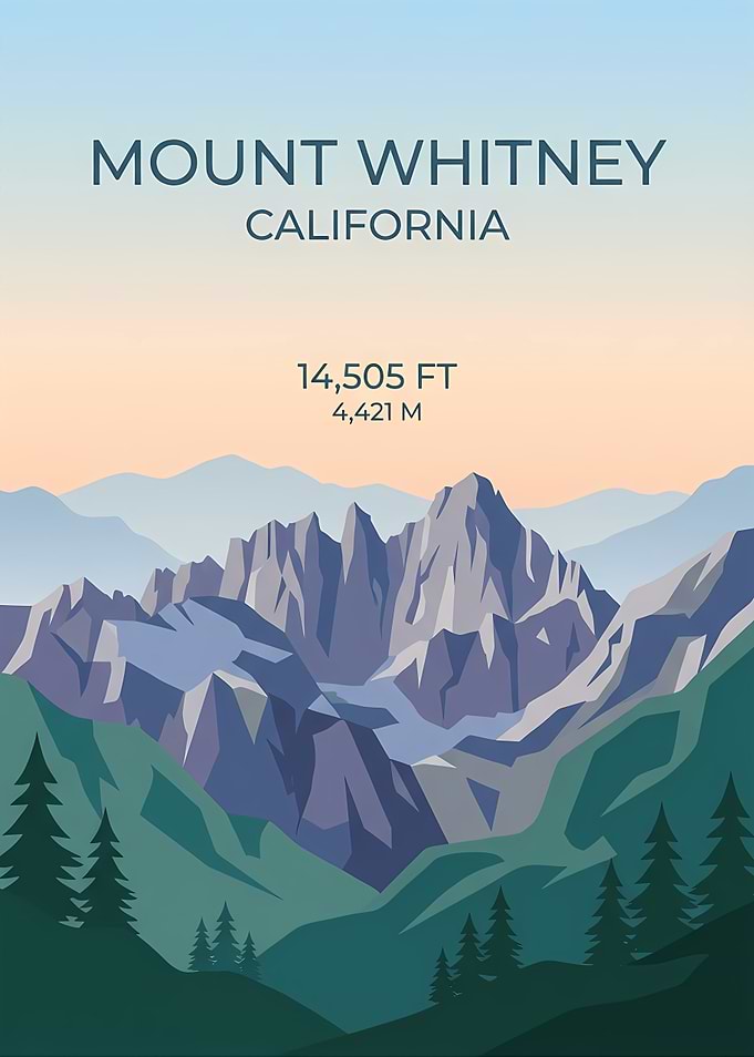 Mount Whitney California Minimalist Poster