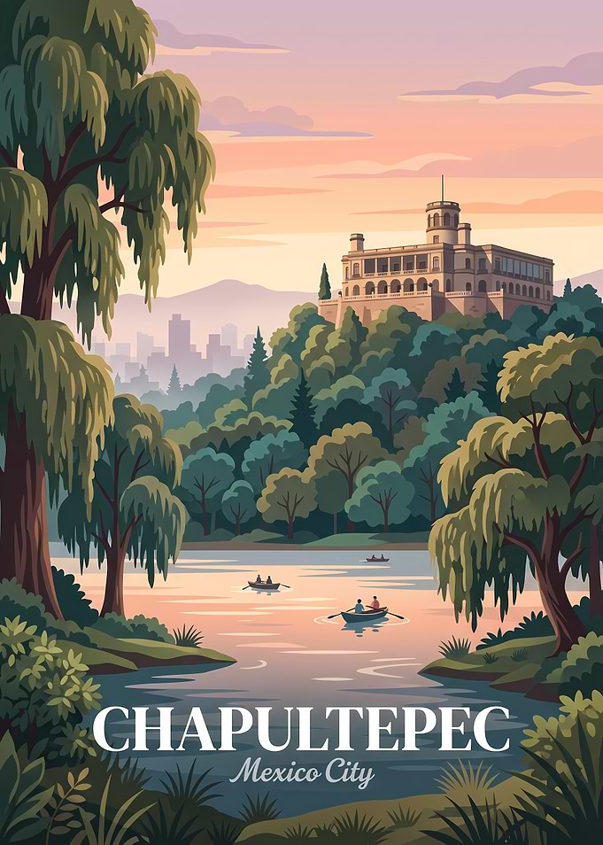 Chapultepec Castle Mexico City Travel Poster
